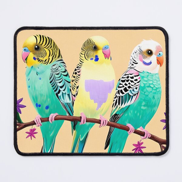 Item preview, Three Colorful Budgies on a Branch designed and sold by paulrommer.