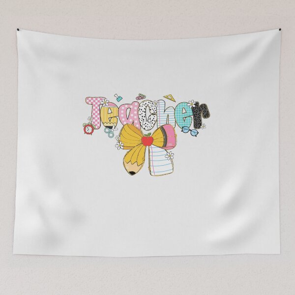 Item preview, Colorful Teacher Shirt with Big Bow and School Supplies designed and sold by diyoor.