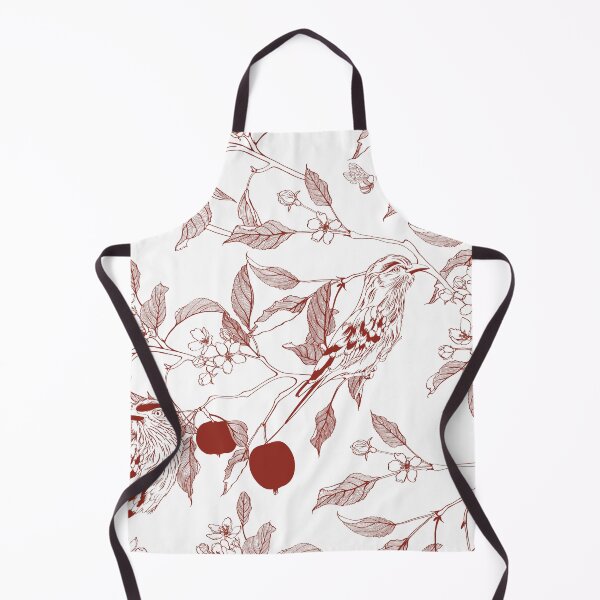 Item preview, Red line apple branch with birds on it. Blooming branch of sakura apple tree seamless pattern. designed and sold by MatyKotiv.