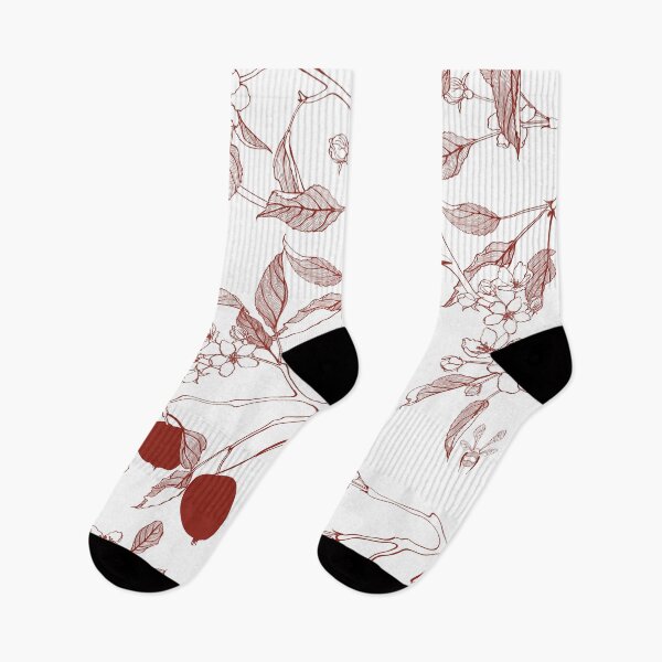 Item preview, Red line apple branch with birds on it. Blooming branch of sakura apple tree seamless pattern. designed and sold by MatyKotiv.