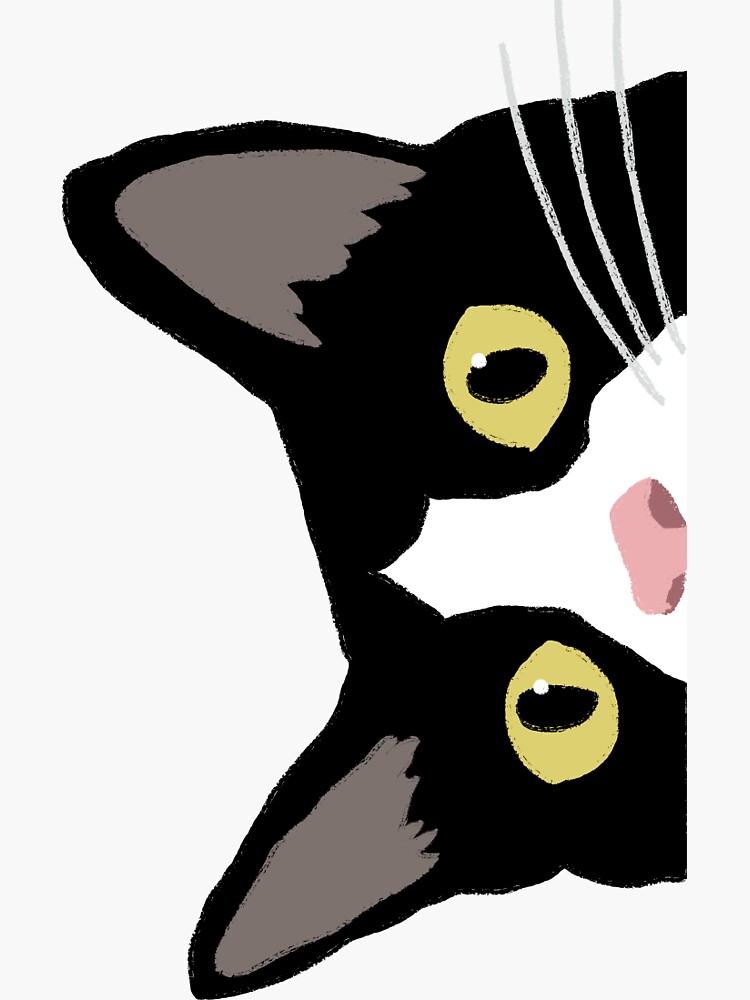 Thumbnail 3 of 3, Sticker, Tuxedo Cat Is Watching You designed and sold by Gumigrida.
