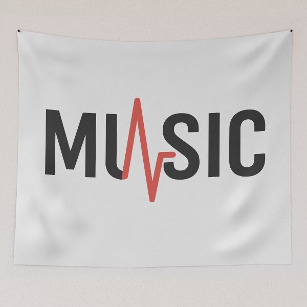 Item preview, MUSIC Wordmark with Heartbeat Line designed and sold by xmoudx.