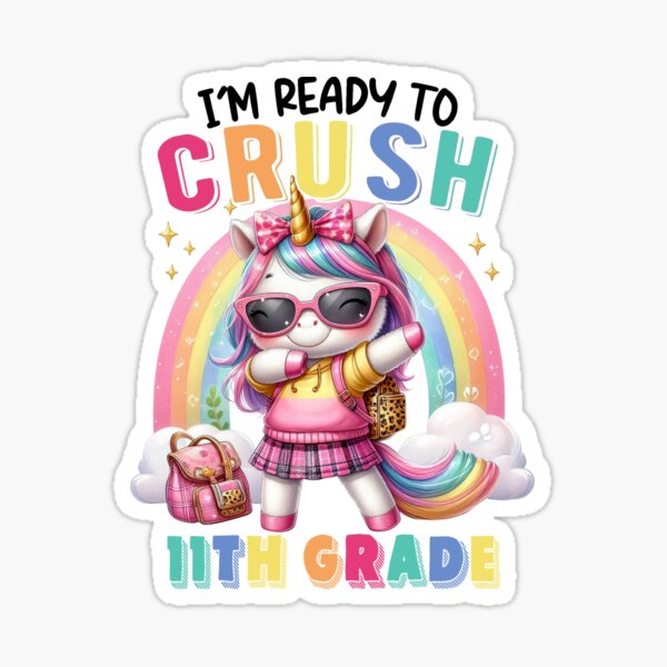Item preview, Crush 11th Grade Cute Unicorn Rainbow Back To School Girl designed and sold by TalalosART.