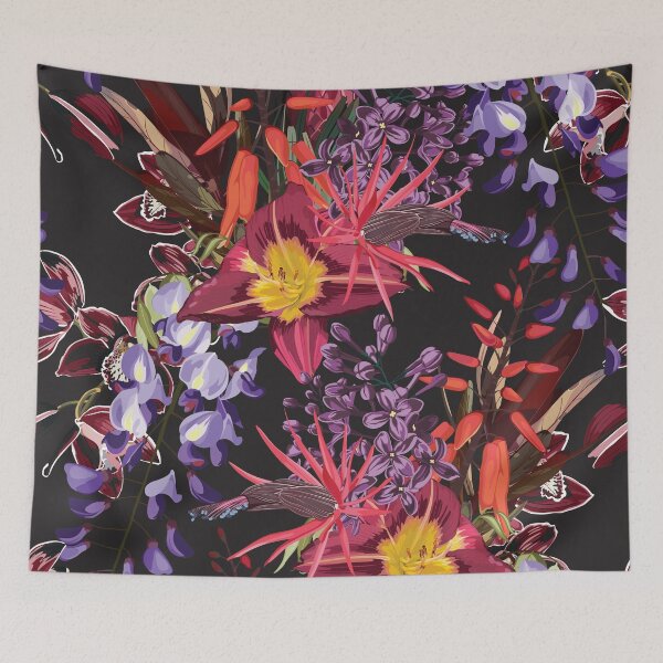 Item preview, Seamless Pattern. Garden flowers. Magical lily, lilac, orchid flowers. Realistic vector image.  designed and sold by MatyKotiv.