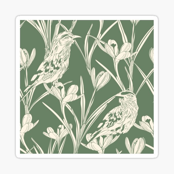 Item preview, Seamless floral pattern vector outline. Romantic Crocus and delicate bitds. designed and sold by MatyKotiv.