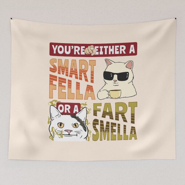Item preview, You're either a smart fella funny cat design designed and sold by bemeowvelous collections.