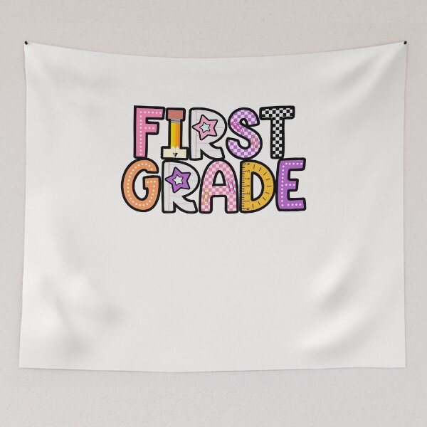 Item preview, First Grade Colorful School Supplies Checkerboard Back To School designed and sold by MOHITSALVI.