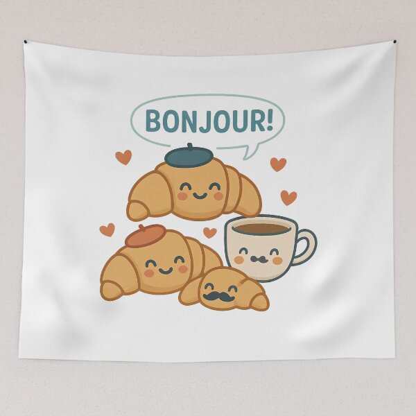 Item preview, Bonjour Petit Déjeuner: Cute Croissants & Coffee Friends designed and sold by k3rstman1.