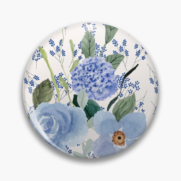 Item preview, flowers watercolor blue white country house designed and sold by MarthasHus.