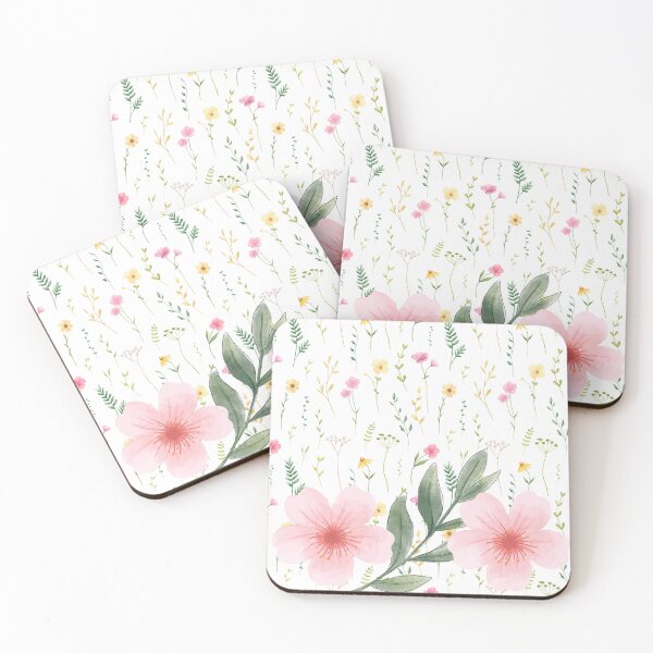 Item preview, Scattered flowers pattern pink green designed and sold by MarthasHus.
