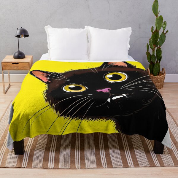 Item preview, Cartoon black cat vampire with yellow eyes designed and sold by paulrommer.
