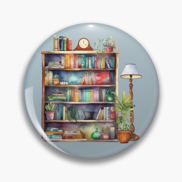 Item preview, Booklovers book lover bookshelf watercolor designed and sold by MarthasHus.