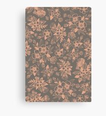 Peach/Pink & Gray Floral Pattern Canvas Print