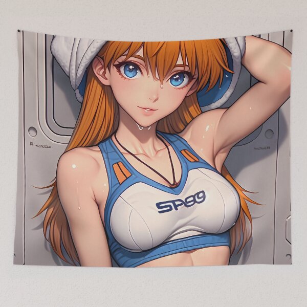 Item preview, Soryu Asuka Langley Evangelion Anime Girl White-Blue Gym Fit Soft Stare designed and sold by bolleykoldl.