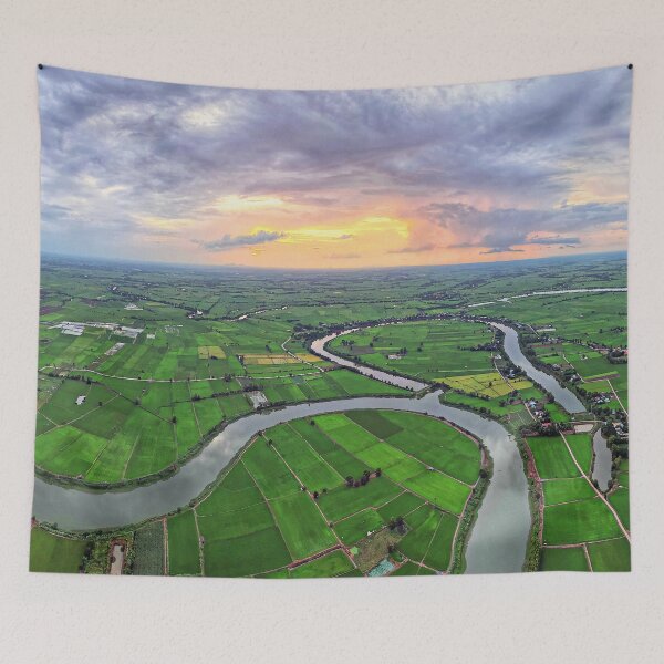 Item preview, Beautiful Aerial Image of Central Thailand Rice Fields designed and sold by Huskyyy Designs.