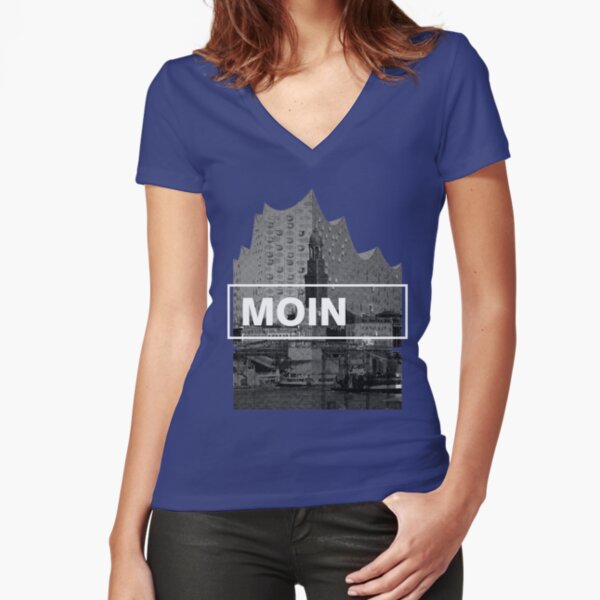 Hamburgs Wahrzeichen Tailliertes T-Shirt mit V-Ausschnitt