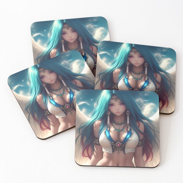 Item preview, Anime Girl Celestial Winged Warrior Princess With Ocean Hair and Sacred Jewelry designed and sold by Conveentre.