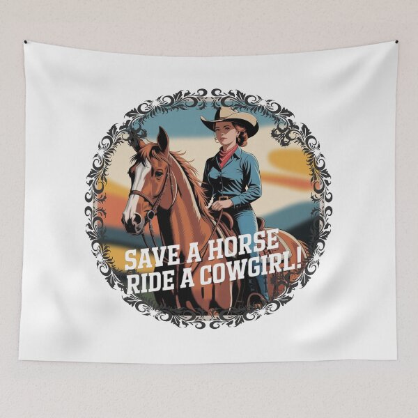 Item preview, Save a Horse Ride a Cowgirl Vintage Western Funny Saying designed and sold by Redjakkal.