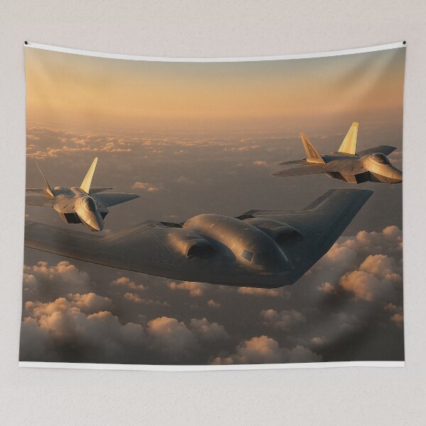 Item preview, B-2 Spirit Stealth Bomber with F-22 Raptor Escort designed and sold by Skyframe Aviation.