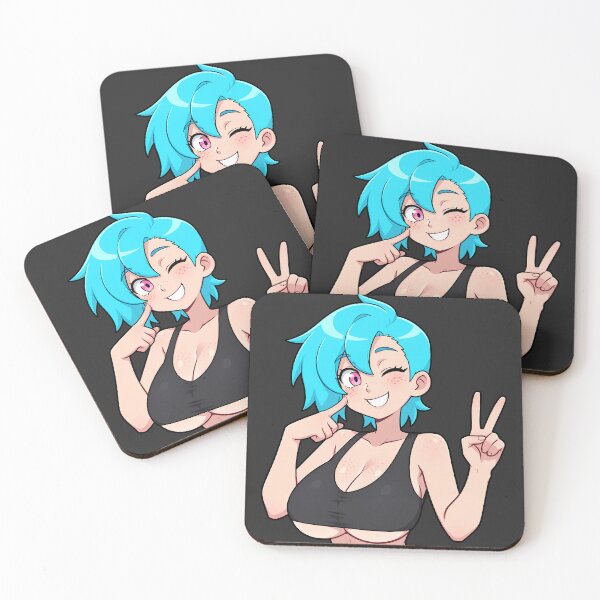 Item preview, Winking Anime Girl Peace Sign Bust – Kumi (Original Character Art) designed and sold by Kumi-dsgn.