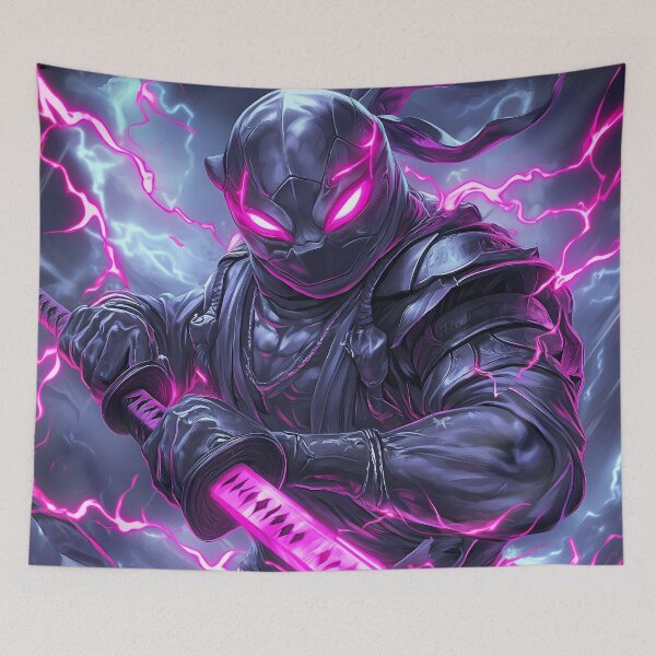 Item preview, Animal Samurai Dark Ninja Warrior with Glowing Pink Lightning Sword designed and sold by Abarrancare.