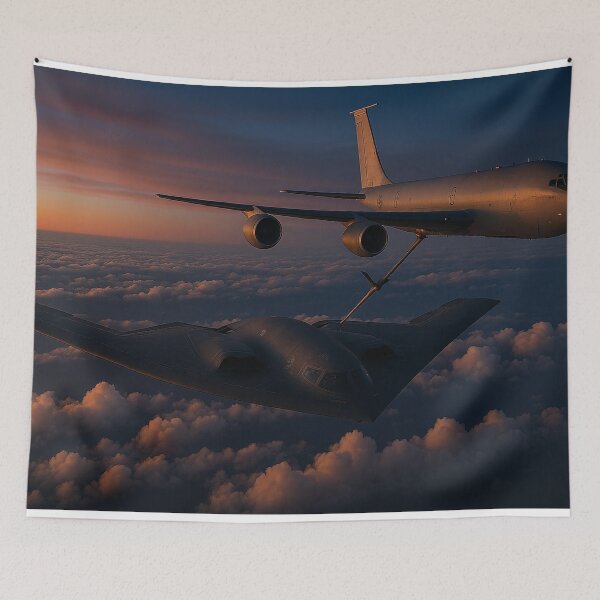 Item preview, B-2 Spirit Stealth Bomber Refuelling at Sunset designed and sold by Skyframe Aviation.