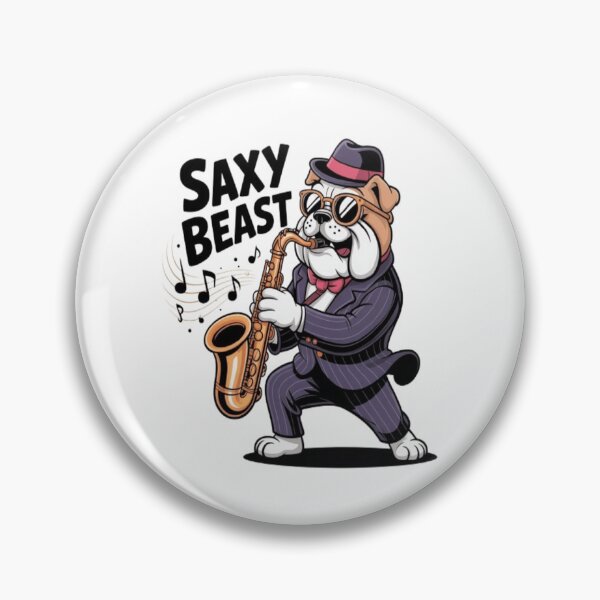 Item preview, Cool Bulldog Playing Saxophone – Cartoon Style designed and sold by Petpixy.