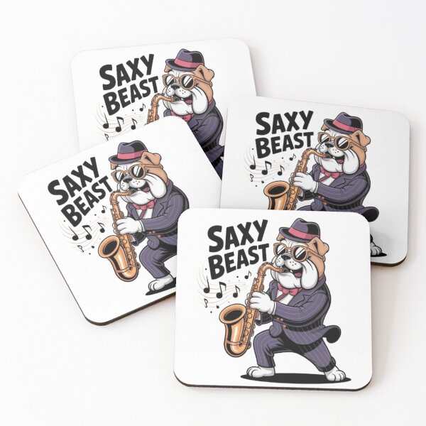 Item preview, Cool Bulldog Playing Saxophone – Cartoon Style designed and sold by Petpixy.