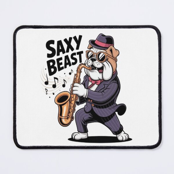 Item preview, Cool Bulldog Playing Saxophone – Cartoon Style designed and sold by Petpixy.