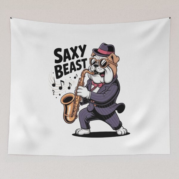 Item preview, Cool Bulldog Playing Saxophone – Cartoon Style designed and sold by Petpixy.