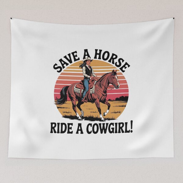 Item preview,  Western Cowgirl Humor – Save a Horse Ride a Cowgirl Retro Gift designed and sold by Redjakkal.