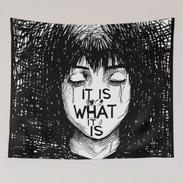 Item preview, It Is What It Is – Crying Girl Sketch on Mental Health, Depression & Emotional Pain designed and sold by Just Meaningful.
