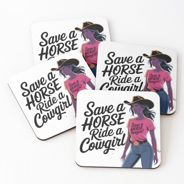 Item preview, Pegatina "Salva un caballo, monta una vaquera", linda chica de rodeo campestre designed and sold by Redjakkal.