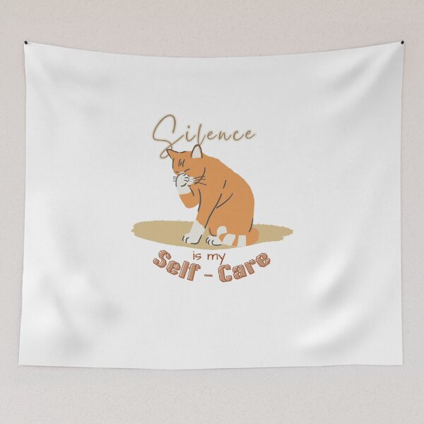 Item preview, Silence is my Self Care Orange Cat  designed and sold by TheKittyNook.