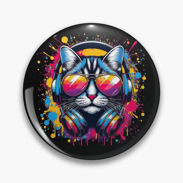 Item preview,  Cool And Stylish DJ Cat Wearing Sunglasses With Colorful Splash   designed and sold by Smix Pixels.