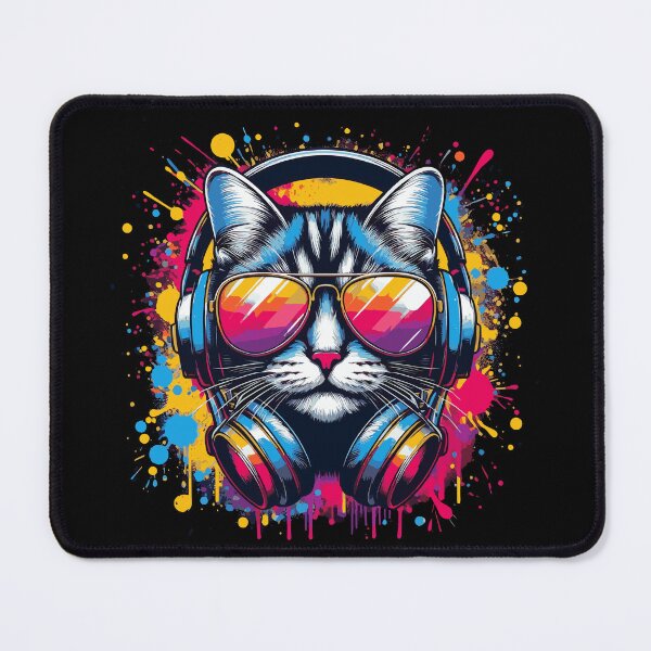 Item preview, Cool And Stylish DJ Cat Wearing Sunglasses With Colorful Splash designed and sold by Smix Pixels.