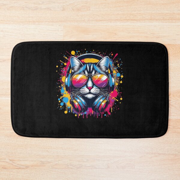 Item preview,  Cool And Stylish DJ Cat Wearing Sunglasses With Colorful Splash   designed and sold by Smix Pixels.