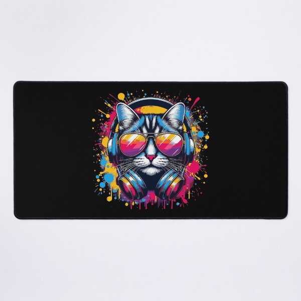 Item preview,  Cool And Stylish DJ Cat Wearing Sunglasses With Colorful Splash   designed and sold by Smix Pixels.