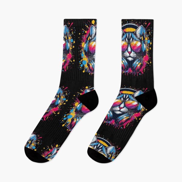 Item preview,  Cool And Stylish DJ Cat Wearing Sunglasses With Colorful Splash   designed and sold by Smix Pixels.
