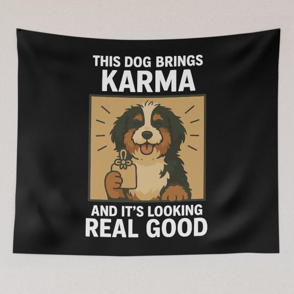 Item preview, Cute Bernedoodle Good Karma Dog Lucky Mom Dad Kids designed and sold by FurryHavenPH.