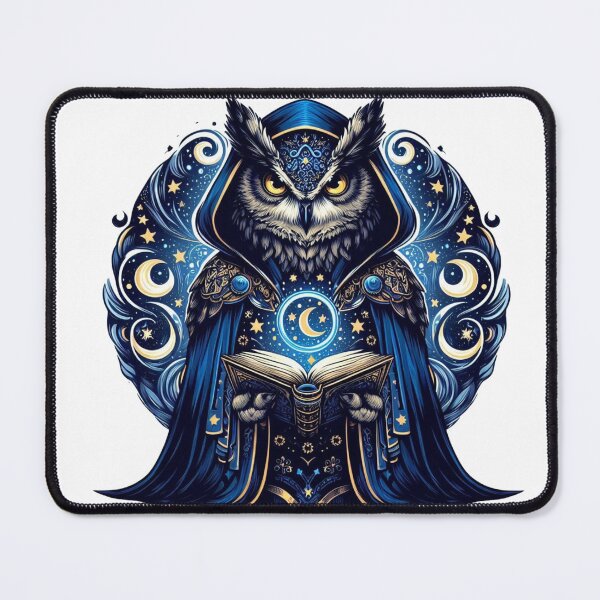 Item preview, Mystical Owl Sorcerer – Fantasy Bird with Spellbook and Star Robe designed and sold by Confuzz1ed.