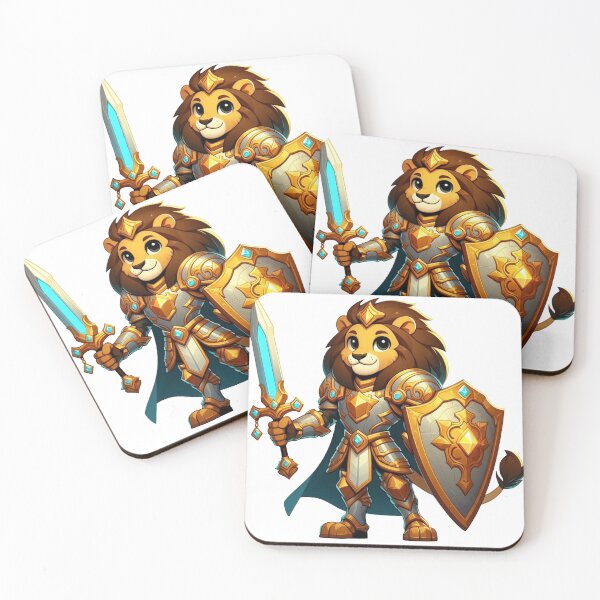 Item preview, Lion Paladin – Heroic Fantasy Cartoon with Golden Armor and Sword designed and sold by Confuzz1ed.