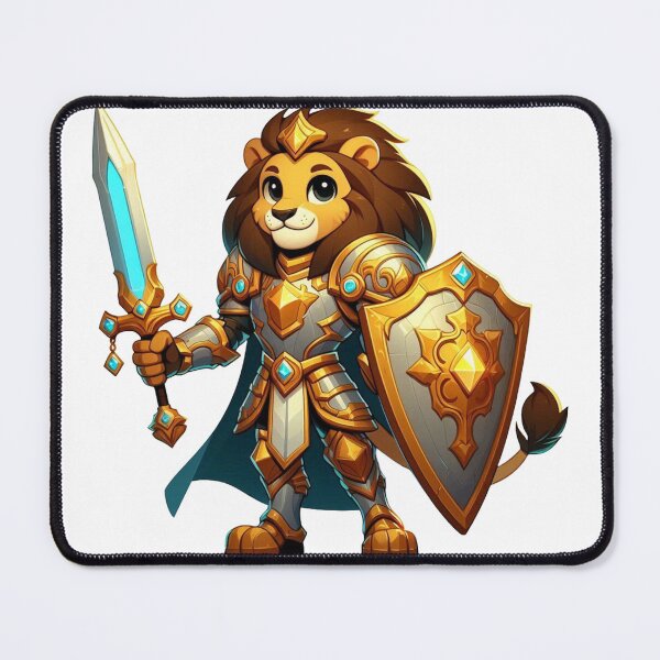 Item preview, Lion Paladin – Heroic Fantasy Cartoon with Golden Armor and Sword designed and sold by Confuzz1ed.