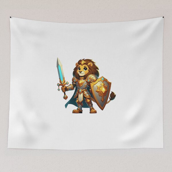 Item preview, Lion Paladin – Heroic Fantasy Cartoon with Golden Armor and Sword designed and sold by Confuzz1ed.