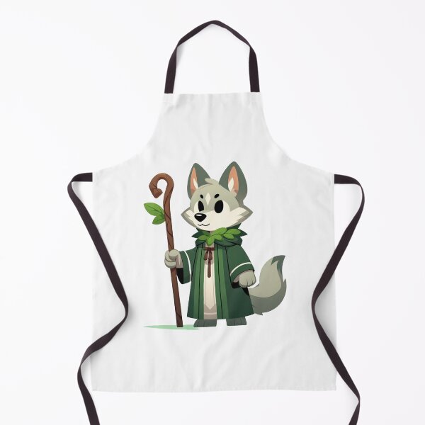 Item preview, Wolf Druid – Cartoon Fantasy Animal with Staff and Green Robe designed and sold by Confuzz1ed.