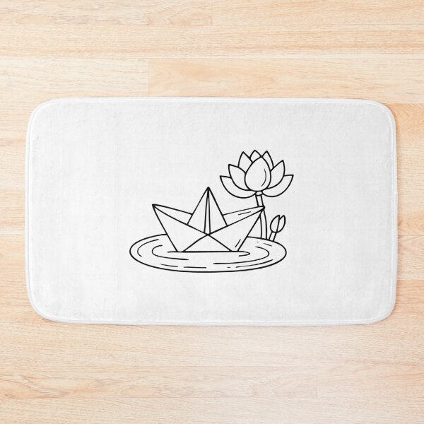 Item preview, An origami boat floating on pond near lotus designed and sold by rasagamastore.