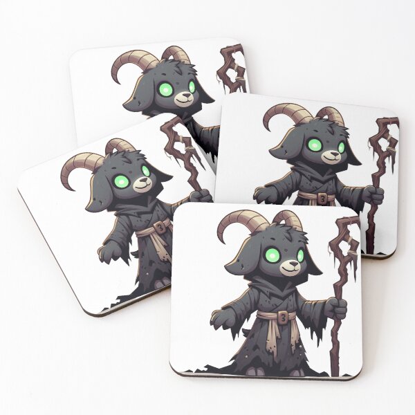 Item preview, Goat Necromancer – Cartoon Fantasy Animal with Staff and Dark Robe designed and sold by Confuzz1ed.