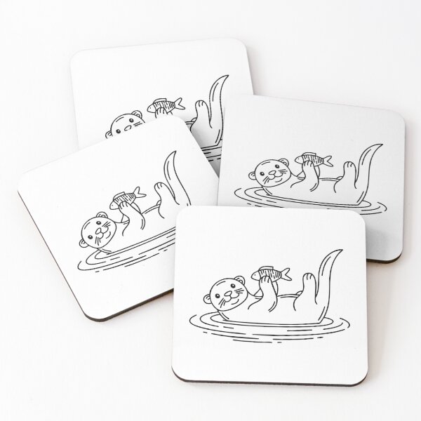 Item preview, An otter floating on its back while holding a small fish designed and sold by rasagamastore.
