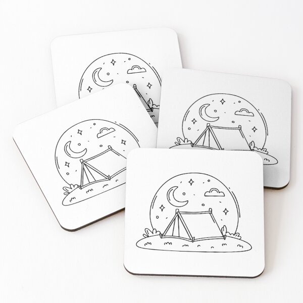 Item preview, A tent set up on a grassy hill under a starry night designed and sold by rasagamastore.