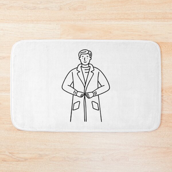Item preview, A person buttoning up an overcoat on a windy street designed and sold by rasagamastore.